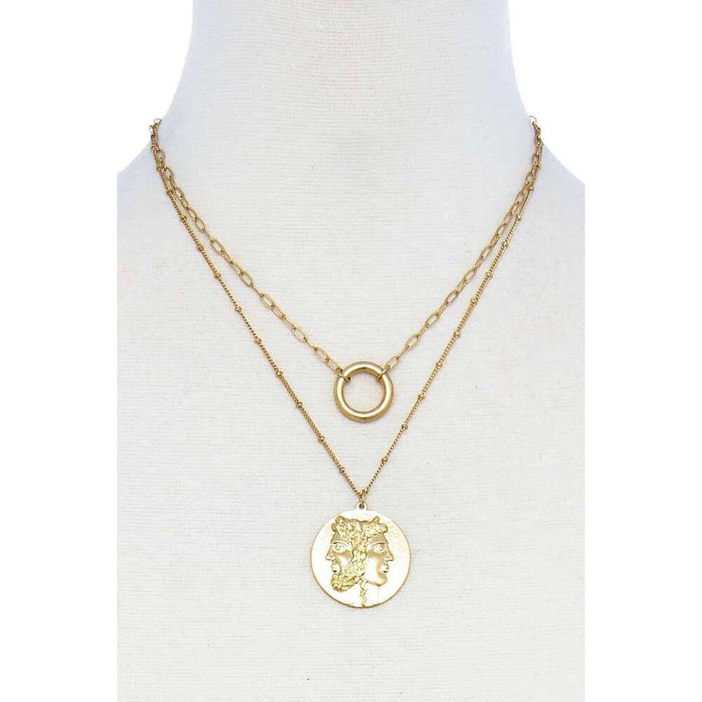 Fashion Greek Face Pendant Necklace
